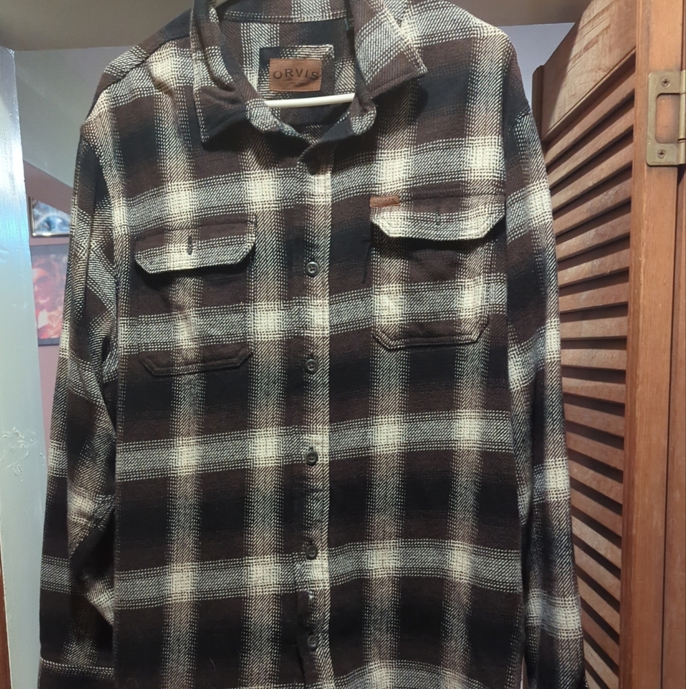 ORVIS Brown Plaid Button-Up Shirt/Shacket